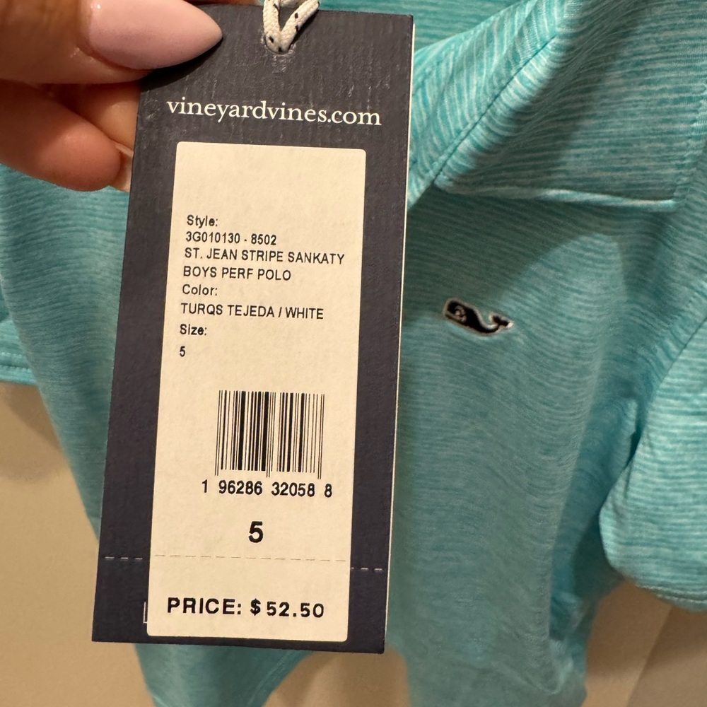 NWT Boys Size 5 Vineyard Vines Boys Polo Sankaty Performance Blue and White